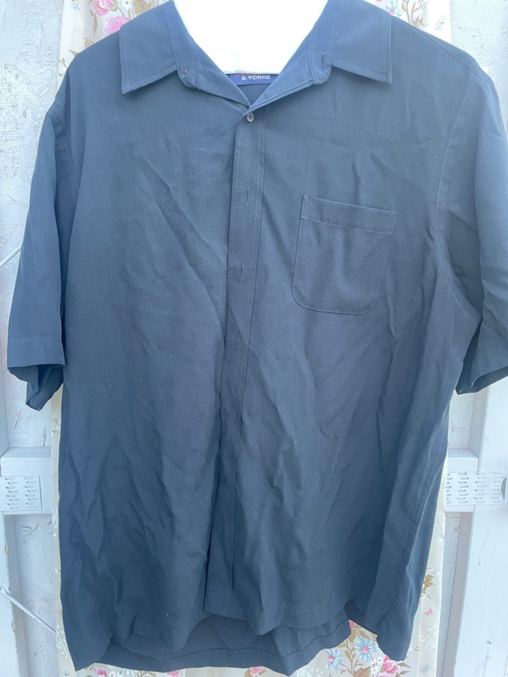 a. testoni Black Short-Sleeve Casual Button-Down Shirt